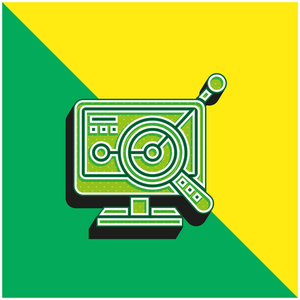 Elemző Zöld és sárga modern 3D vektor ikon logó - Vektor, kép