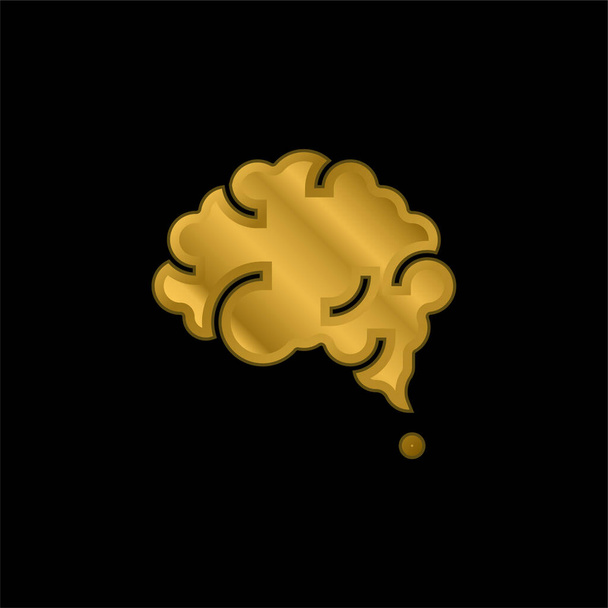 Εγκέφαλος επιχρυσωμένο μέταλλο εικονίδιο ή το λογότυπο διάνυσμα - Διάνυσμα, εικόνα