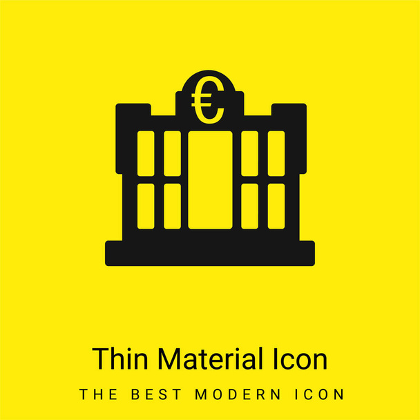 Bank Building Of Euros minimális fényes sárga anyag ikon - Vektor, kép
