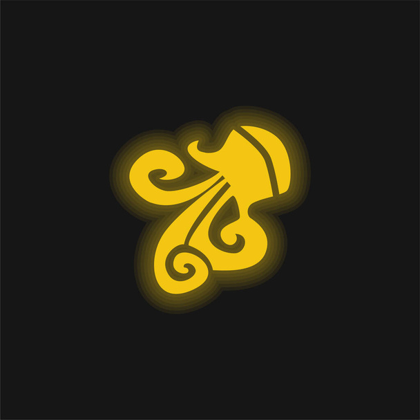 Aquarius Zodiac Sign Symbol yellow glowing neon icon - Vector, Image