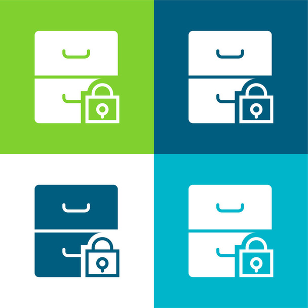 Archive Flat four color minimal icon set - Vector, Image