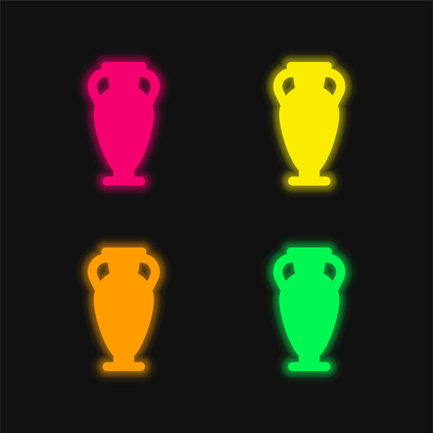 Anfora quattro colori incandescente icona vettoriale al neon - Vettoriali, immagini