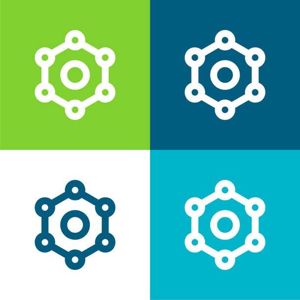 Benzene Set di icone minimali a quattro colori - Vettoriali, immagini
