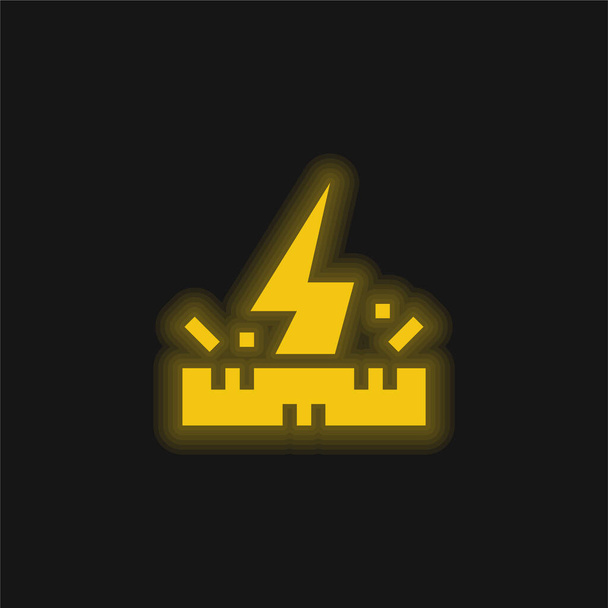 Antisztatikus szövet sárga izzó neon ikon - Vektor, kép