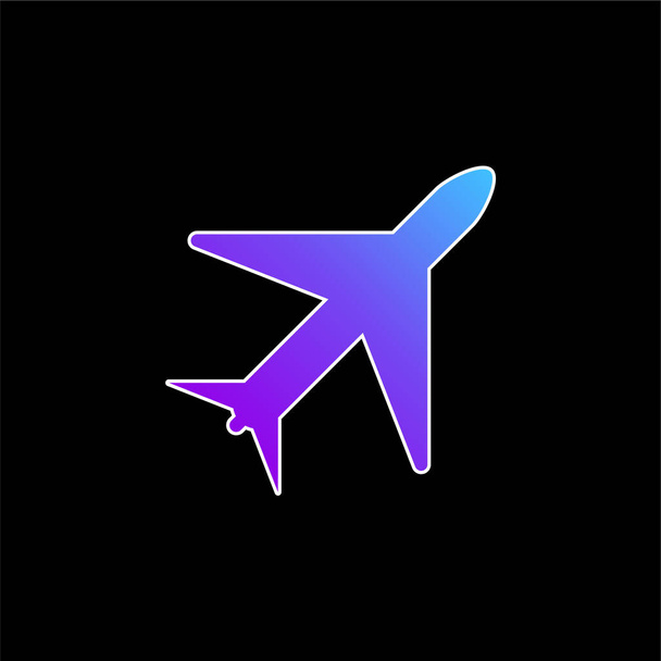Airplane blue gradient vector icon - Vector, Image