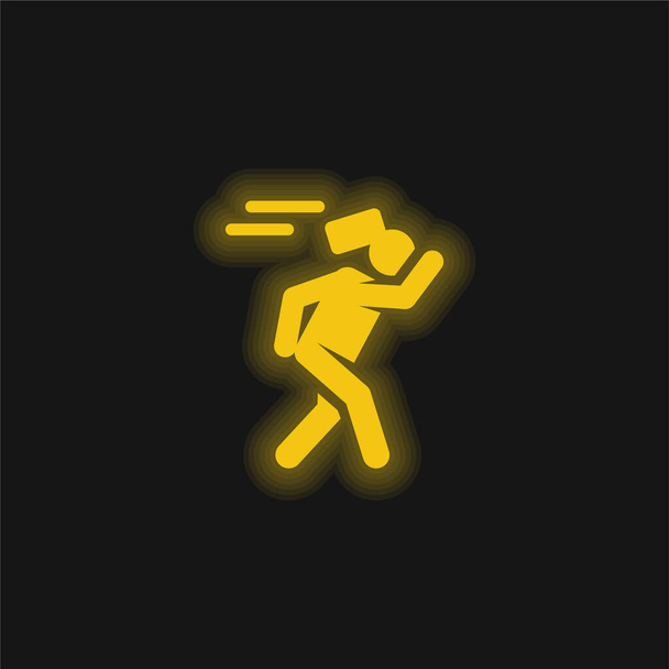 Accidente amarillo brillante icono de neón - Vector, Imagen