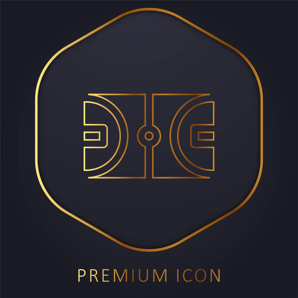 Kosárlabda pálya arany vonal prémium logó vagy ikon - Vektor, kép