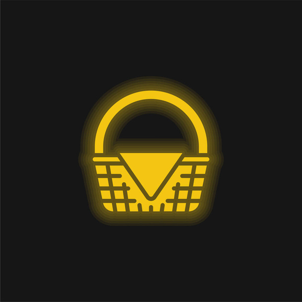 Cesta amarillo brillante icono de neón - Vector, Imagen