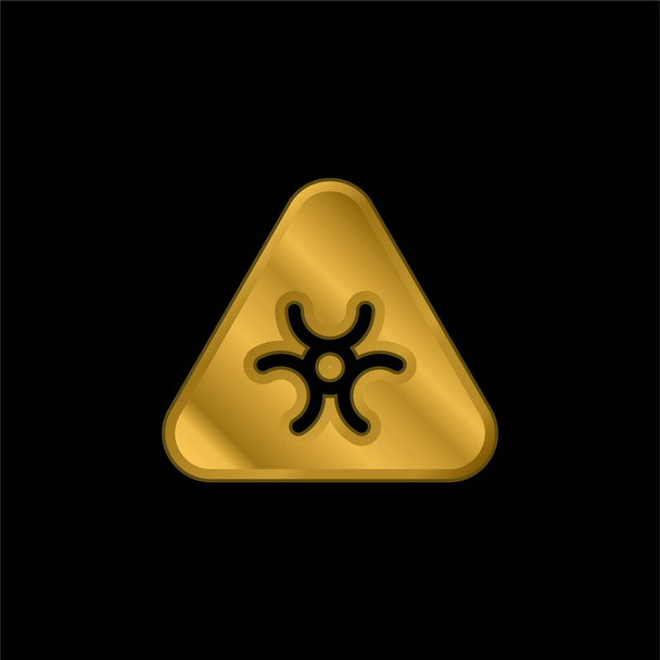 Biohazard gold plated metalic icon or logo vector - Vector, Image