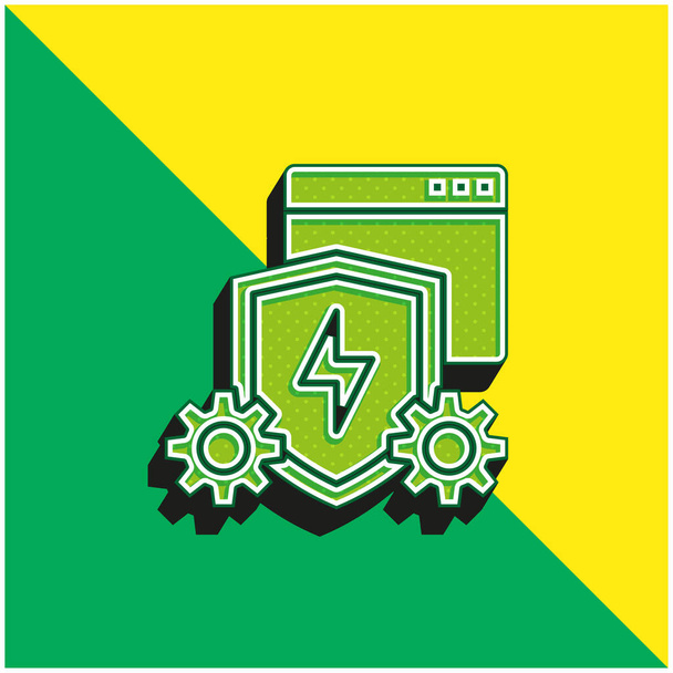 アンチウイルスソフトウェア緑と黄色の現代的な3Dベクトルアイコンのロゴ - ベクター画像