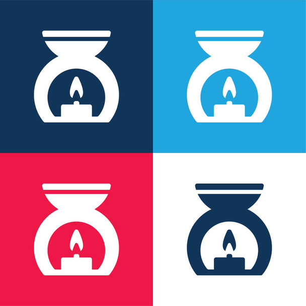 Aromatherapy Spa Treatment blue and red four color minimal icon set - Vector, Image
