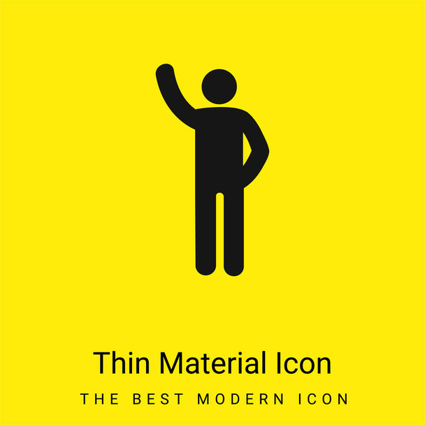 Arm Up minimal bright yellow material icon - Vector, Image