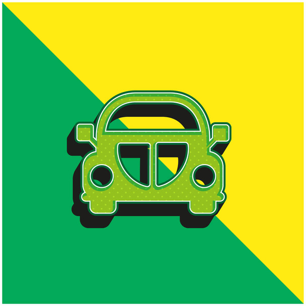 ビートル車フロントグリーンと黄色のモダンな3Dベクトルアイコンのロゴ - ベクター画像