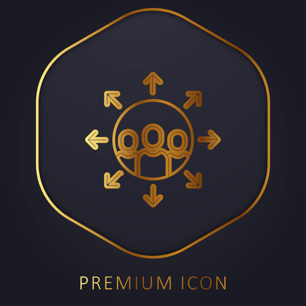 Powiązane logo premium lub ikona złotej linii - Wektor, obraz