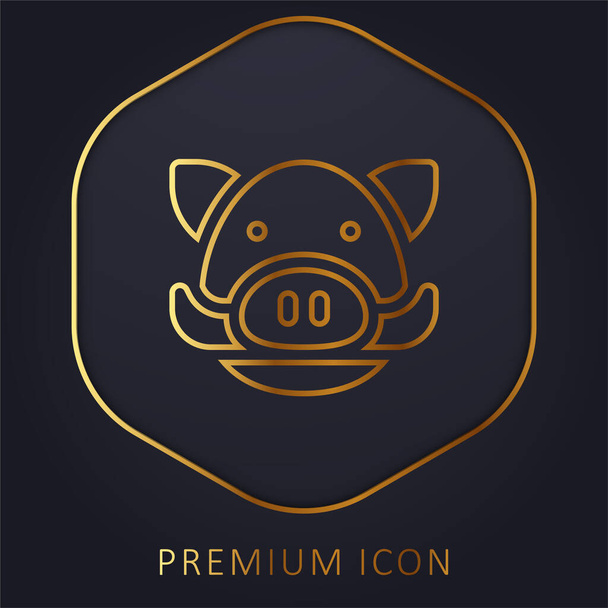 Boar golden line premium logo or icon - Vector, Image