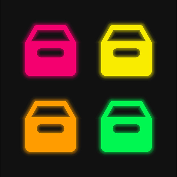 Archivo de cuatro colores brillante icono de vectores de neón - Vector, imagen