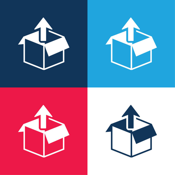 Box Get Out blau und rot vier Farben minimales Symbol-Set - Vektor, Bild