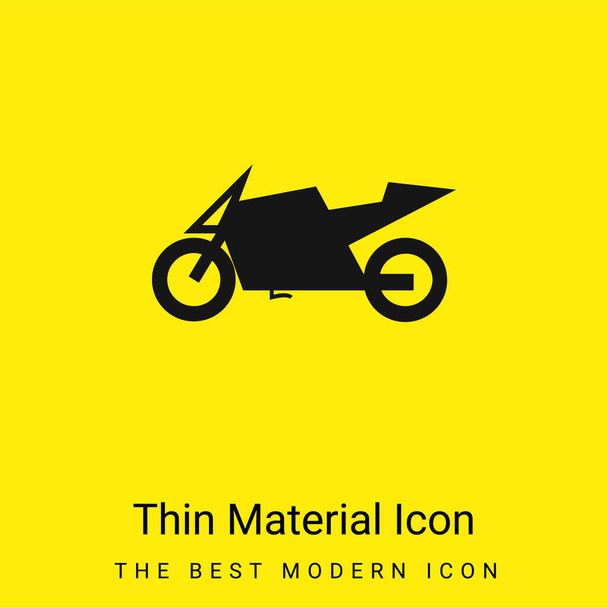 Big Racing Bike mínimo icono de material amarillo brillante - Vector, Imagen