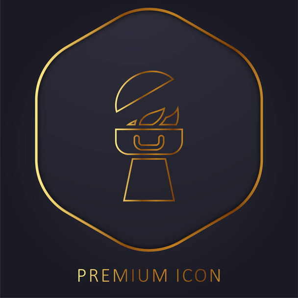 Barbecue χρυσή γραμμή πριμοδότηση λογότυπο ή εικονίδιο - Διάνυσμα, εικόνα