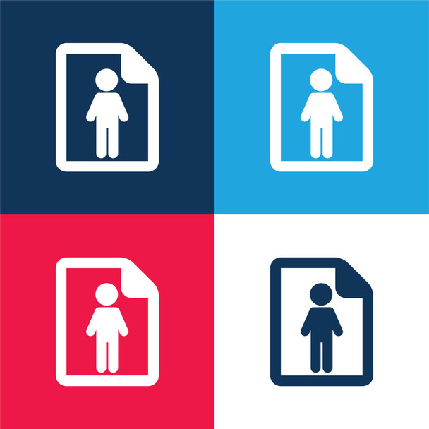 About Successful Man blue and red four color minimal icon set - Vector, Image