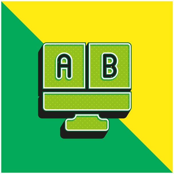 Teste Ab Verde e amarelo moderno logotipo do ícone do vetor 3d - Vetor, Imagem