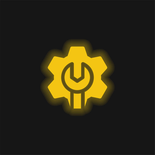Admin sárga izzó neon ikon - Vektor, kép