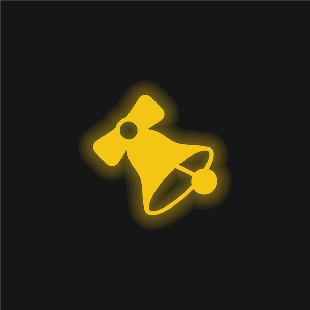 Campanilla amarillo brillante icono de neón - Vector, imagen