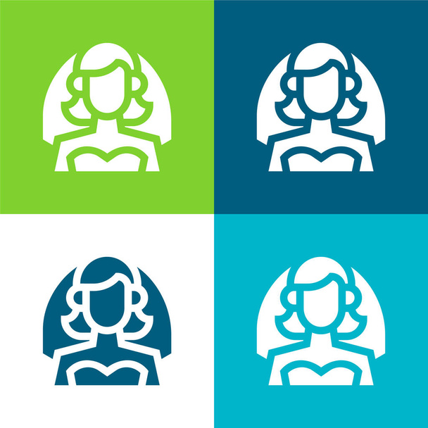 Set icona minimale a quattro colori piatto sposa - Vettoriali, immagini