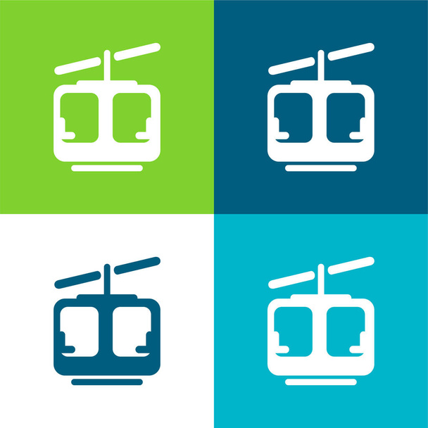 Aerial Lift Set icona minimale piatto a quattro colori - Vettoriali, immagini