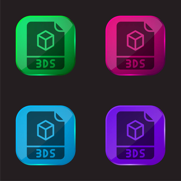 3ds quattro colori icona pulsante di vetro - Vettoriali, immagini