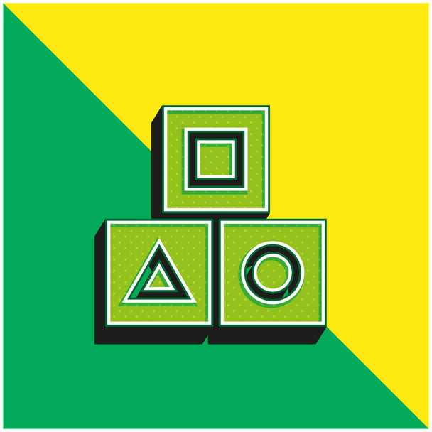 Blokovat zelené a žluté moderní 3D vektorové logo - Vektor, obrázek