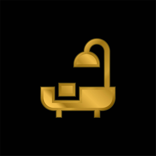 Banho banhado a ouro ícone metálico ou vetor logotipo - Vetor, Imagem
