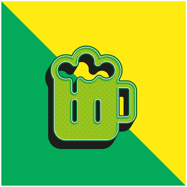 Bierkrug Grünes und gelbes modernes 3D-Vektorsymbol-Logo - Vektor, Bild