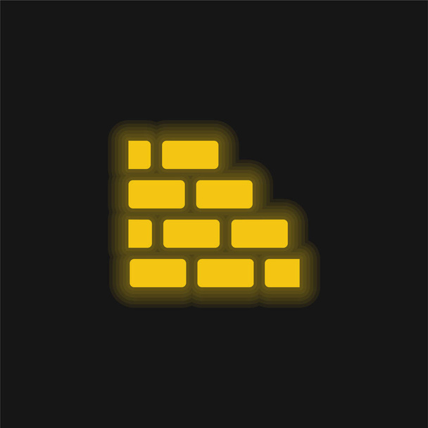 Téglafal sárga izzó neon ikon - Vektor, kép
