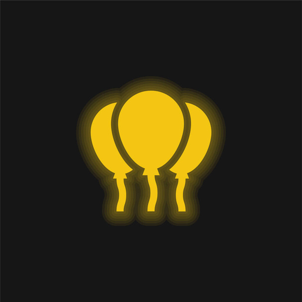 Globos amarillo brillante icono de neón - Vector, Imagen