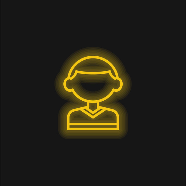 Fiú sárga izzó neon ikon - Vektor, kép