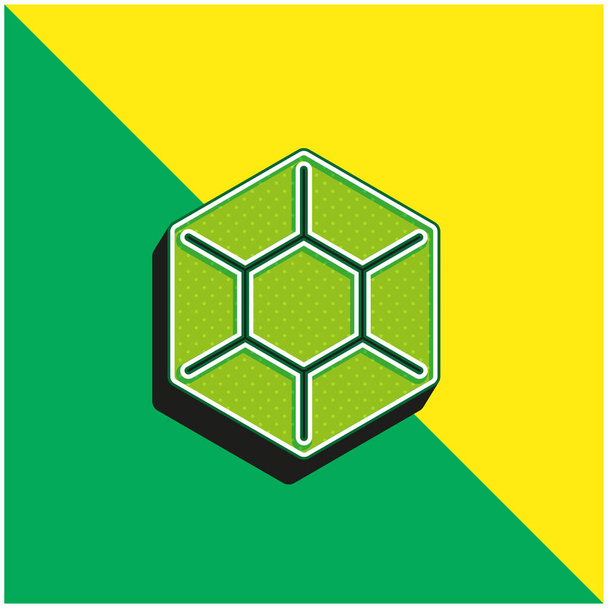 Big Diamond Zöld és sárga modern 3D vektor ikon logó - Vektor, kép