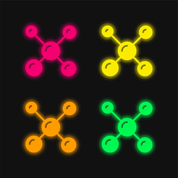 原子4色輝くネオンベクトルアイコン - ベクター画像