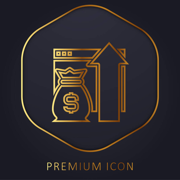 Flecha de oro logotipo de línea premium o icono - Vector, Imagen