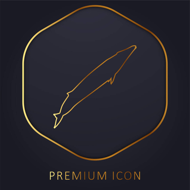 Blue Whale Shape logotipo premium de línea dorada o icono - Vector, Imagen
