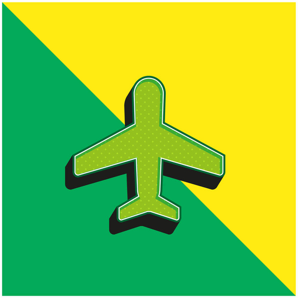 航空機グリーンと黄色の近代的な3Dベクトルアイコンのロゴ - ベクター画像