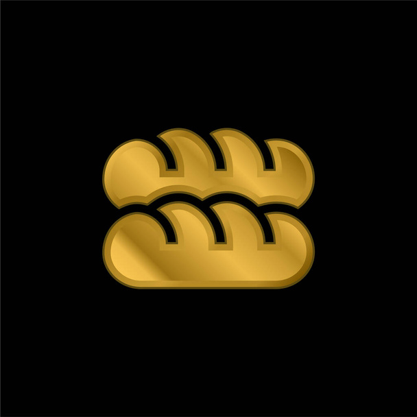Baguette chapado en oro icono metálico o logo vector - Vector, Imagen