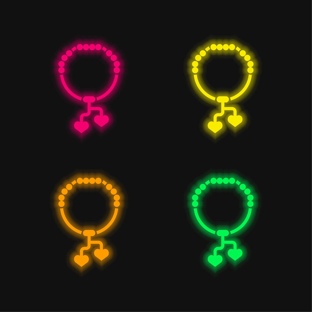 Bracciale quattro colori luminosi icona vettoriale al neon - Vettoriali, immagini