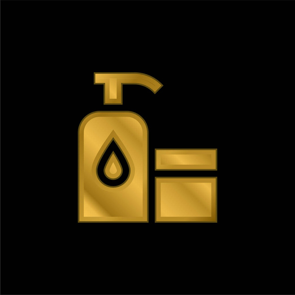 Baby Oil złocona metaliczna ikona lub wektor logo - Wektor, obraz