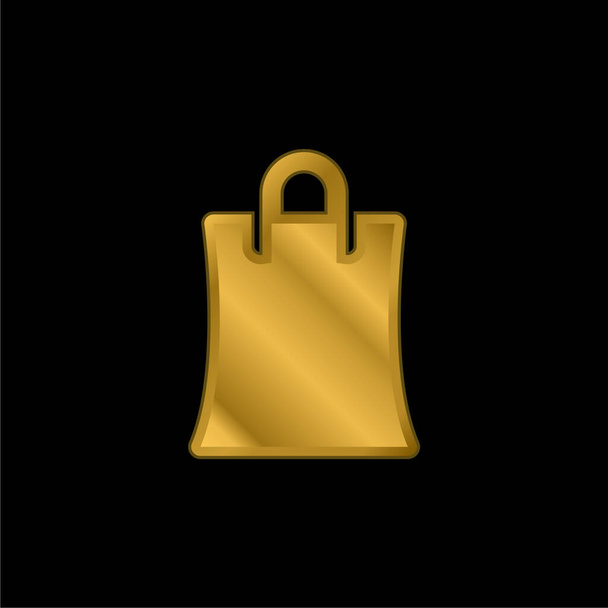 Big Shopping Bag chapado en oro icono metálico o vector de logotipo - Vector, imagen