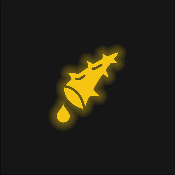 Aloe sárga izzó neon ikon - Vektor, kép