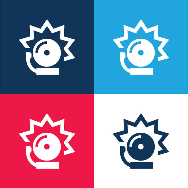 Signe d'alarme bleu et rouge quatre couleurs minimum jeu d'icônes - Vecteur, image