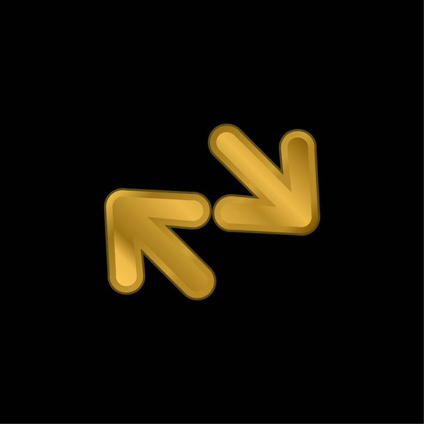 Arrows Couple Of Diagonal Opposite gold plated metalic icon or logo vector - Vector, Image