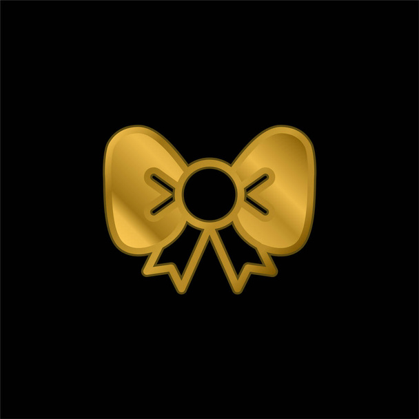 Bow gold plated metalic icon or logo vector - Vector, Image