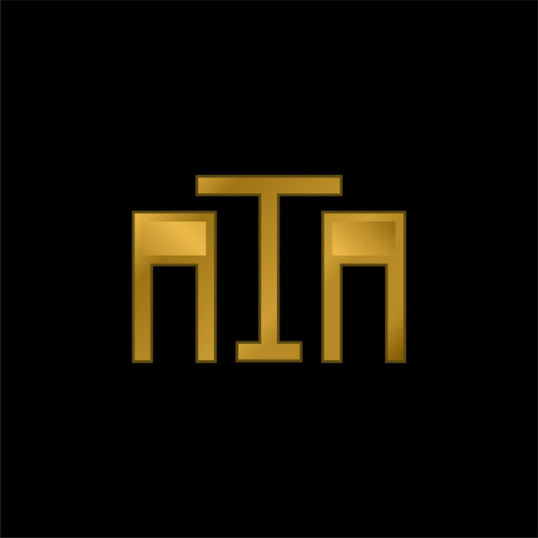 Barra banhado a ouro ícone metálico ou vetor logotipo - Vetor, Imagem